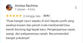 Testimoni pelanggan jasa cuci sepatu Surabaya 2